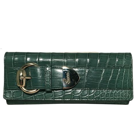 gucci green crocodile wallet|gucci wallet with green strap.